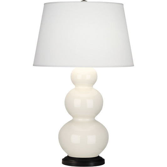 Robert Abbey  Bone Triple Gourd Table Lamp in Bone Glazed Ceramic with Deep Patina Bronze Finished Accents 344X