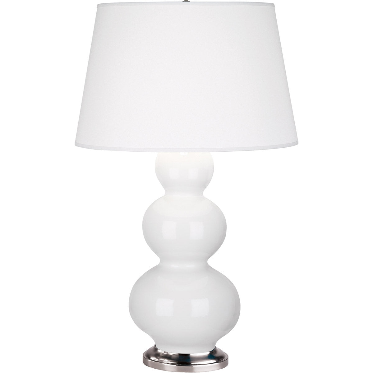 Robert Abbey  Lily Triple Gourd Table Lamp in Lily Glazed Ceramic with Antique Silver Finished Accents 351X