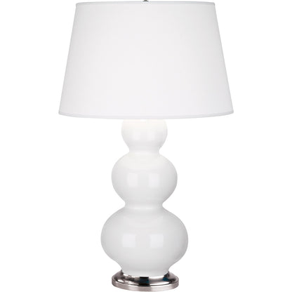 Robert Abbey  Lily Triple Gourd Table Lamp in Lily Glazed Ceramic with Antique Silver Finished Accents 351X