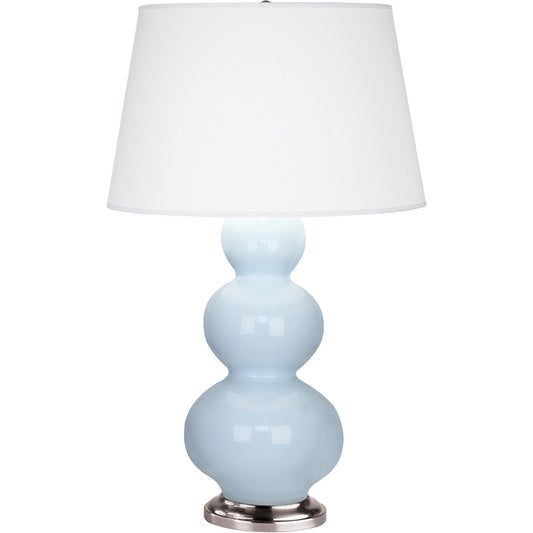 Robert Abbey  Baby Blue Triple Gourd Table Lamp in Baby Blue Glazed Ceramic with Antique Silver Finished Accents 361X