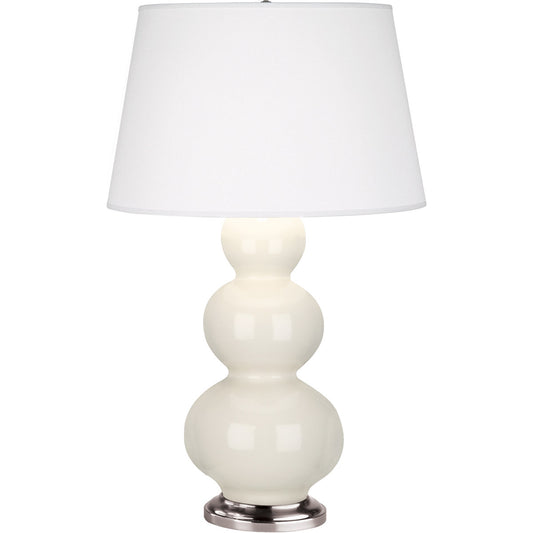 Robert Abbey  Bone Triple Gourd Table Lamp in Bone Glazed Ceramic with Antique Silver Finished Accents 364X