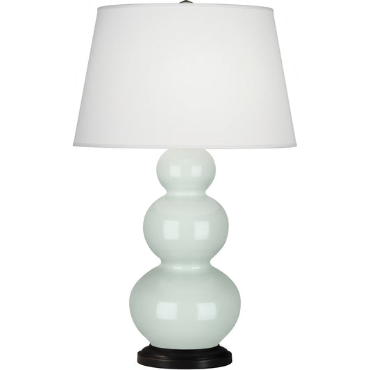 Robert Abbey  Celadon Triple Gourd Table Lamp in Celadon Glazed Ceramic with Deep Patina Bronze Finished Accents 370X