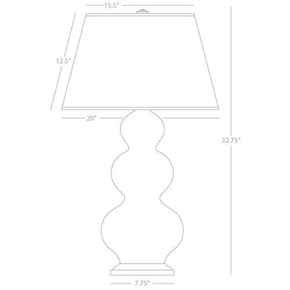 Robert Abbey  Celadon Triple Gourd Table Lamp in Celadon Glazed Ceramic with Antique Silver Finished Accents 371X