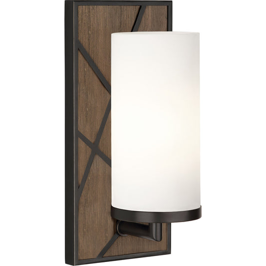 Robert Abbey  Michael Berman Bond Wall Sconce in Smoked Walnut Wood Finish with Deep Patina Bronze Accents 543W