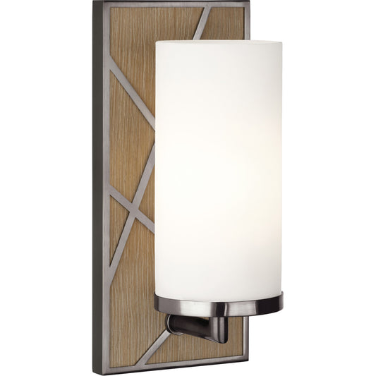 Robert Abbey  Michael Berman Bond Wall Sconce in Driftwood Oak Wood Finish with Blackened Nickel Accents 553W