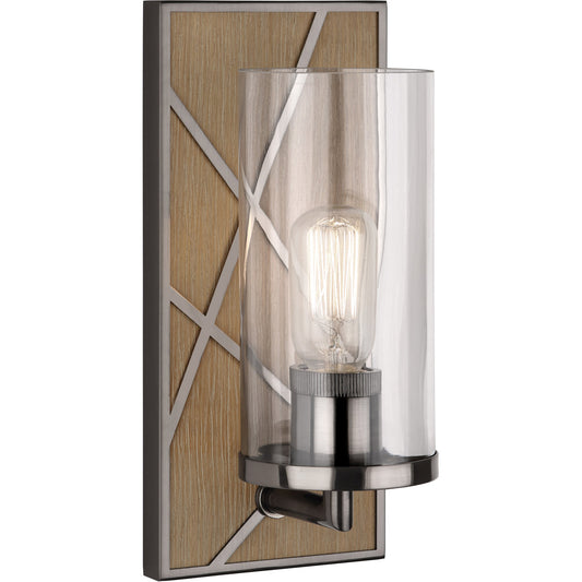 Robert Abbey  Michael Berman Bond Wall Sconce in Driftwood Oak Wood Finish with Blackened Nickel Accents 553