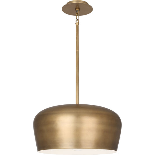 Robert Abbey  Rico Espinet Rico Espinet Bumper Pendant in Warm Brass Finish with Painted White Shade Interior 610