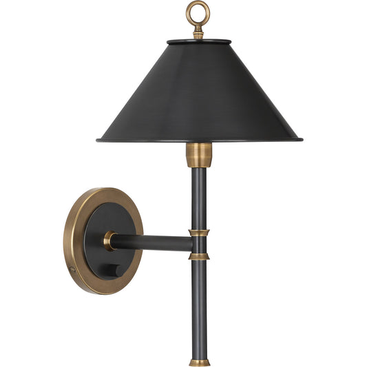 Robert Abbey  Aaron Wall Sconce in Deep Patina Bronze Finish with Warm Brass Accents and Metal Shade 646