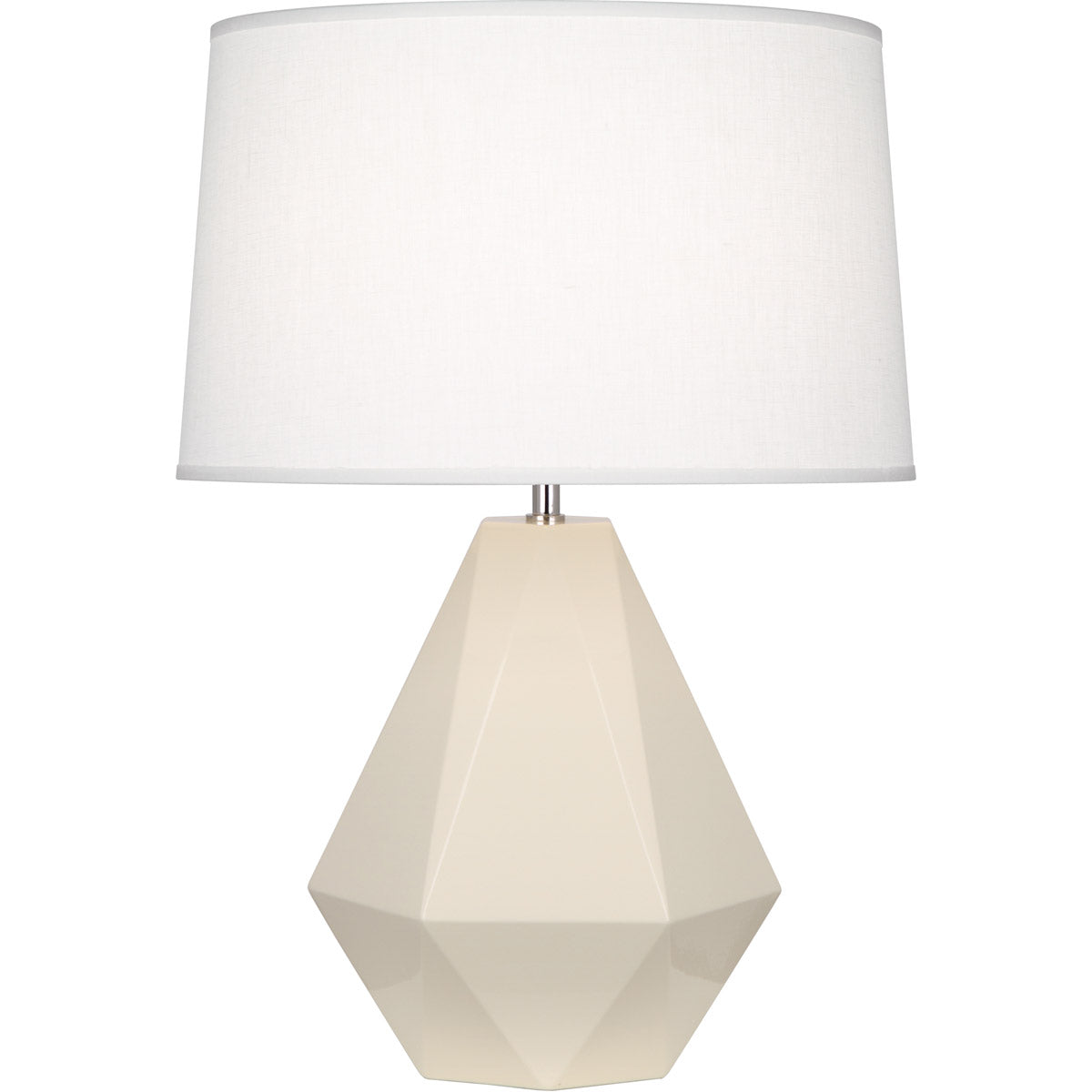 Robert Abbey  Bone Delta Table Lamp in Bone Glazed Ceramic with Polished Nickel Accents 930