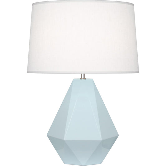 Robert Abbey  Baby Blue Delta Table Lamp in Baby Blue Glazed Ceramic with Polished Nickel Accents 936