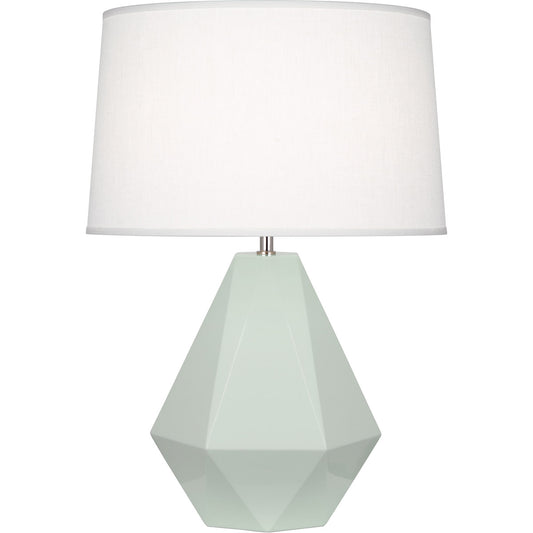 Robert Abbey  Celadon Delta Table Lamp in Celadon Glazed Ceramic with Polished Nickel Accents 947