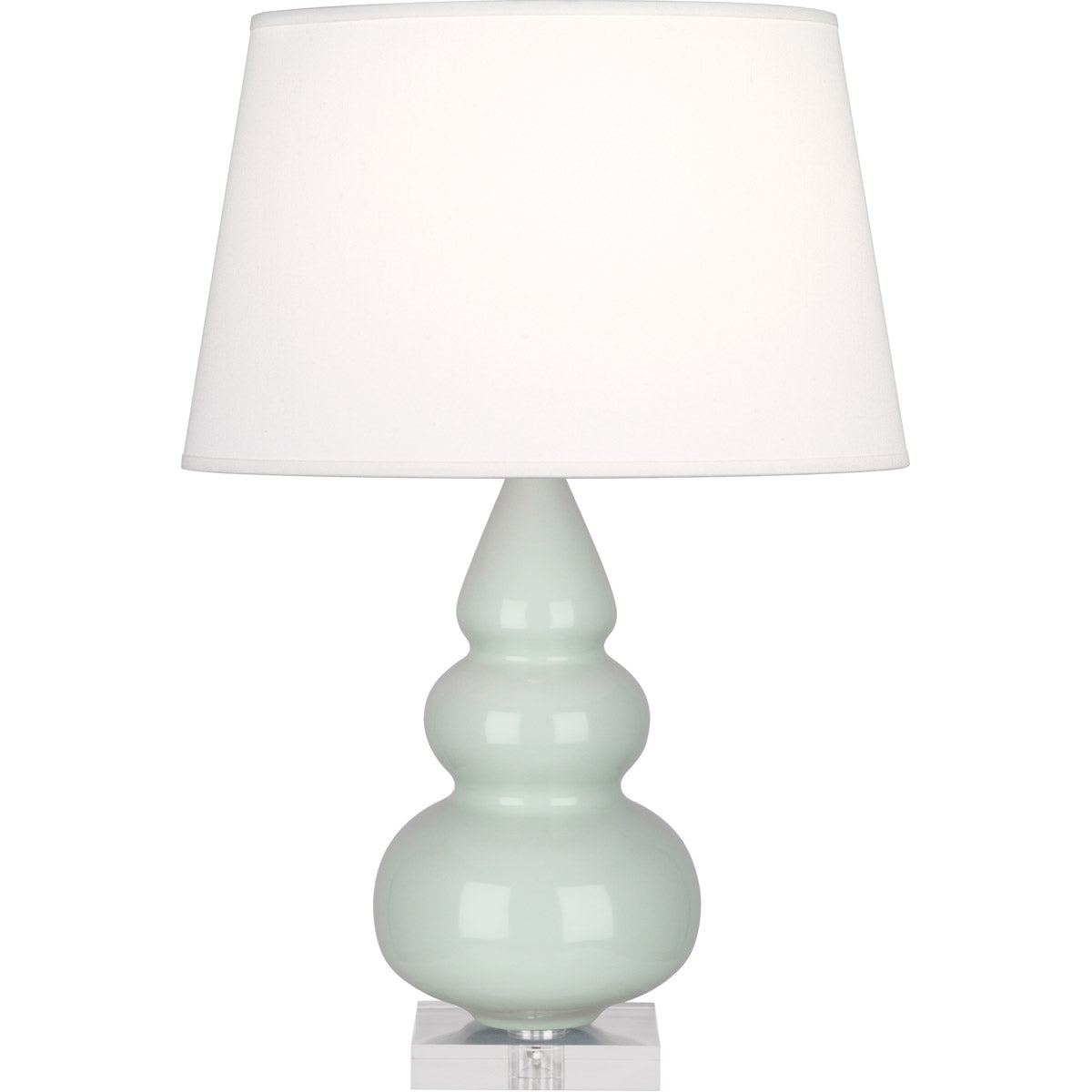 Robert Abbey  Celadon Small Triple Gourd Accent Lamp in Celadon Glazed Ceramic with Lucite Base A258X