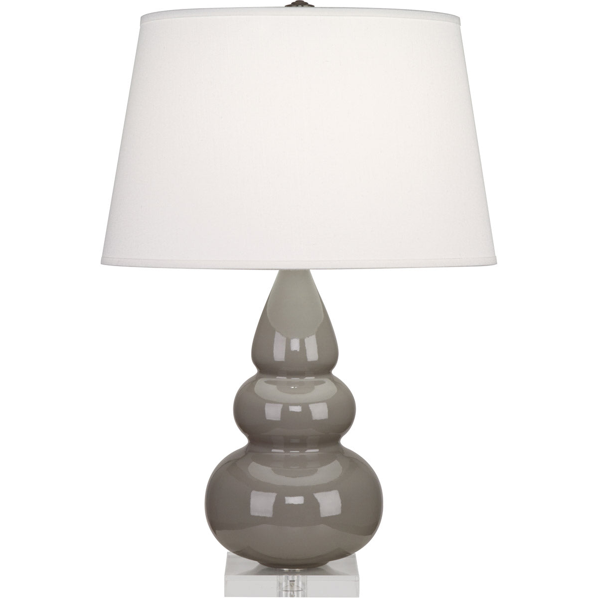 Robert Abbey  Smokey Taupe Small Triple Gourd Accent Lamp in Smoky Taupe Glazed Ceramic with Lucite Base A289X