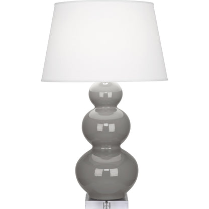 Robert Abbey  Smokey Taupe Triple Gourd Table Lamp in Smoky Taupe Glazed Ceramic with Lucite Base A359X