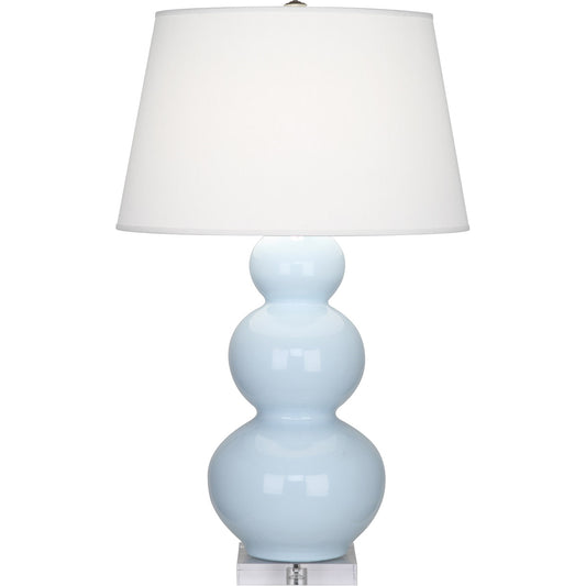 Robert Abbey  Baby Blue Triple Gourd Table Lamp in Baby Blue Glazed Ceramic with Lucite Base A361X