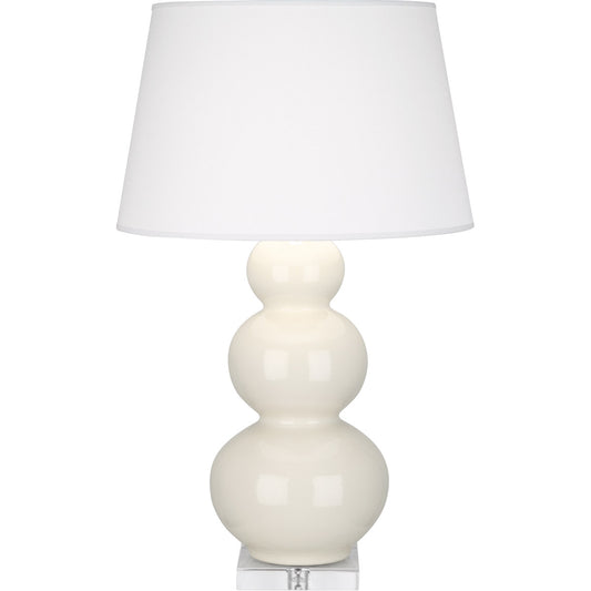 Robert Abbey  Bone Triple Gourd Table Lamp in Bone Glazed Ceramic with Lucite Base A364X