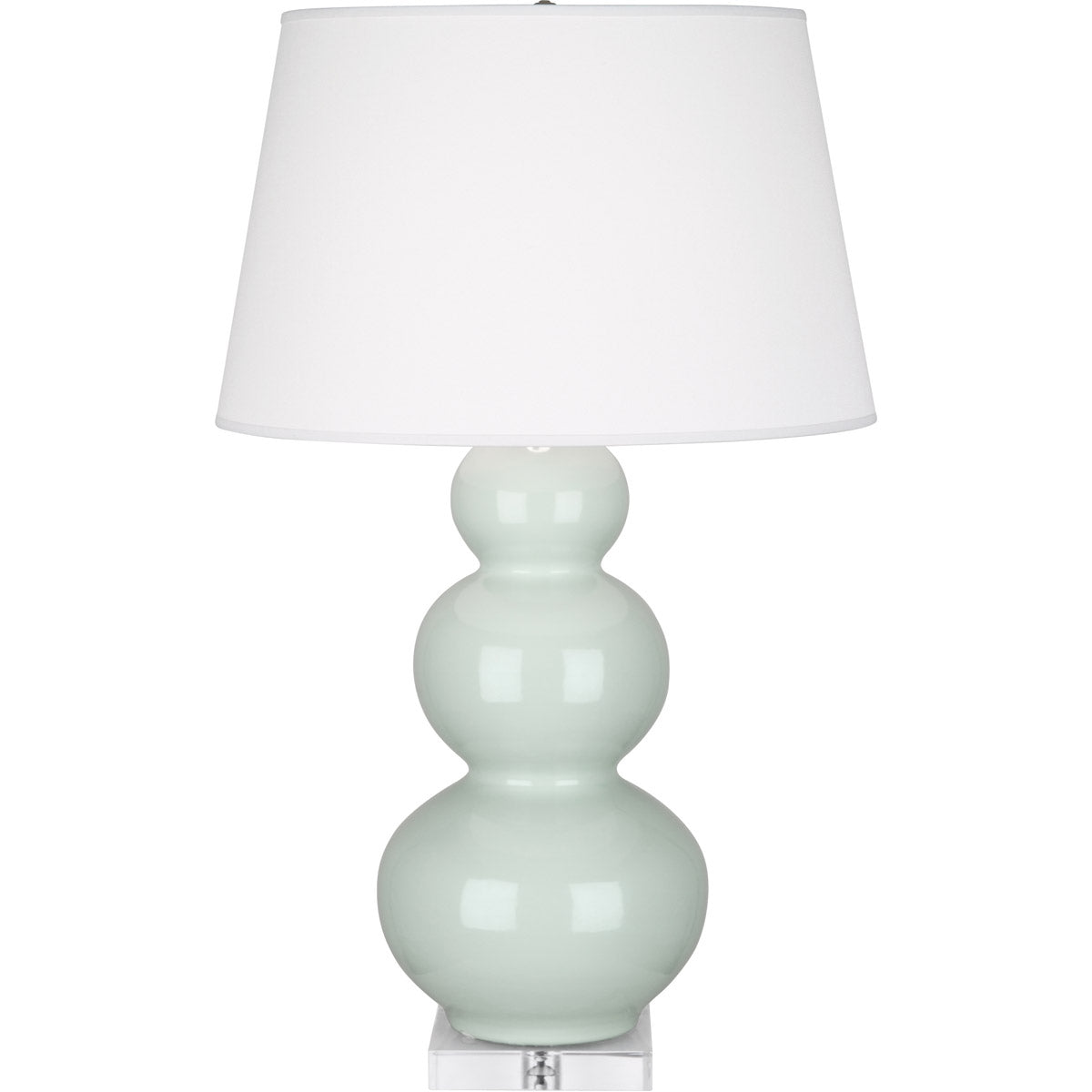 Robert Abbey  Celadon Triple Gourd Table Lamp in Celadon Glazed Ceramic with Lucite Base A371X