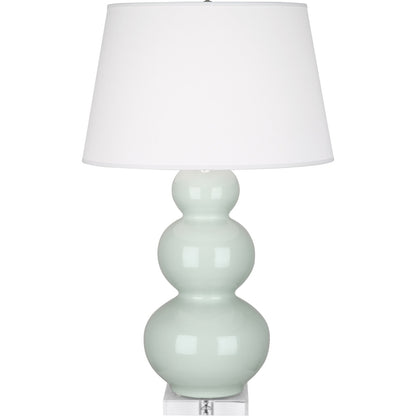 Robert Abbey  Celadon Triple Gourd Table Lamp in Celadon Glazed Ceramic with Lucite Base A371X