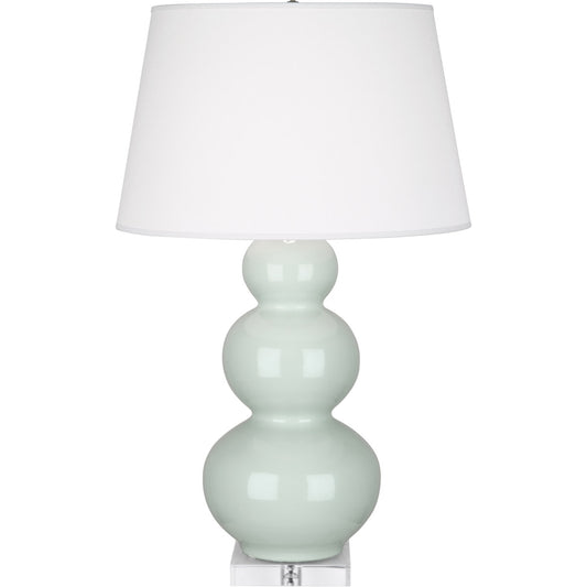 Robert Abbey  Celadon Triple Gourd Table Lamp in Celadon Glazed Ceramic with Lucite Base A371X