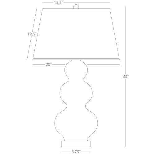 Robert Abbey  Celadon Triple Gourd Table Lamp in Celadon Glazed Ceramic with Lucite Base A371X