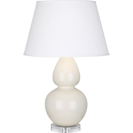 Robert Abbey  Bone Double Gourd Table Lamp in Bone Glazed Ceramic with Lucite Base A756X