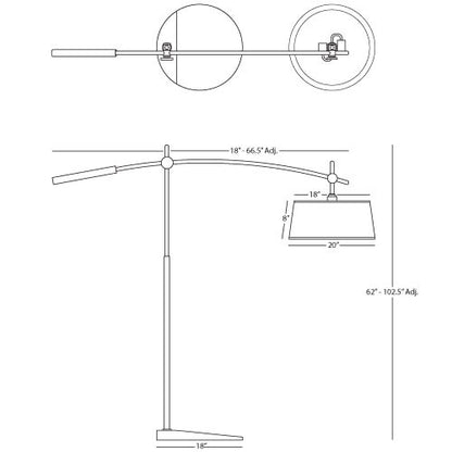 Robert Abbey  Rico Espinet Miles Floor Lamp in Brushed Nickel Finish B2097