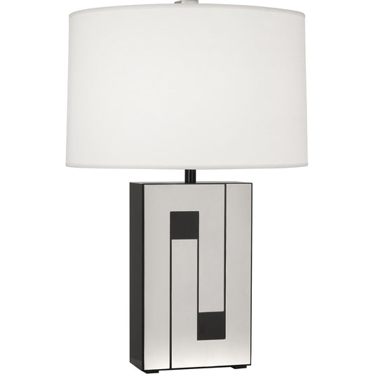 Robert Abbey  Blox Table Lamp in Black Enamel Finish with Polished Nickel Accents BK579