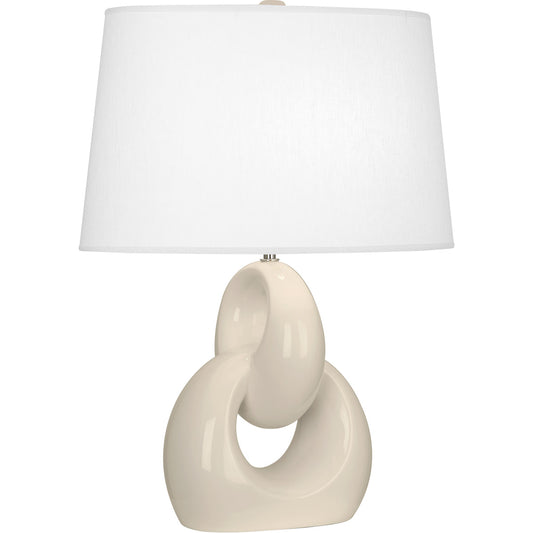 Robert Abbey  Bone Fusion Table Lamp in Bone Glazed Ceramic with Polished Nickel Accents BN981