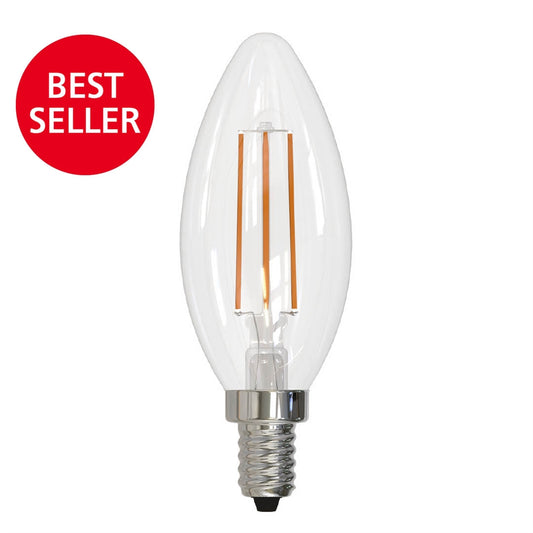 Bulbrite: 776626 LED Filaments: Bright & Warm Fully Compatible Dimming, Clear Watts: 5 - LED5B11/27K/FIL/E12/3 (10 Pack)