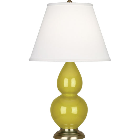 Robert Abbey  Citron Small Double Gourd Accent Lamp in Citron Glazed Ceramic with Antique Brass Finished Accents CI10X