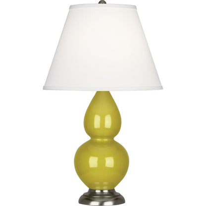 Robert Abbey  Citron Small Double Gourd Accent Lamp in Citron Glazed Ceramic with Antique Silver Finished Accents CI12X