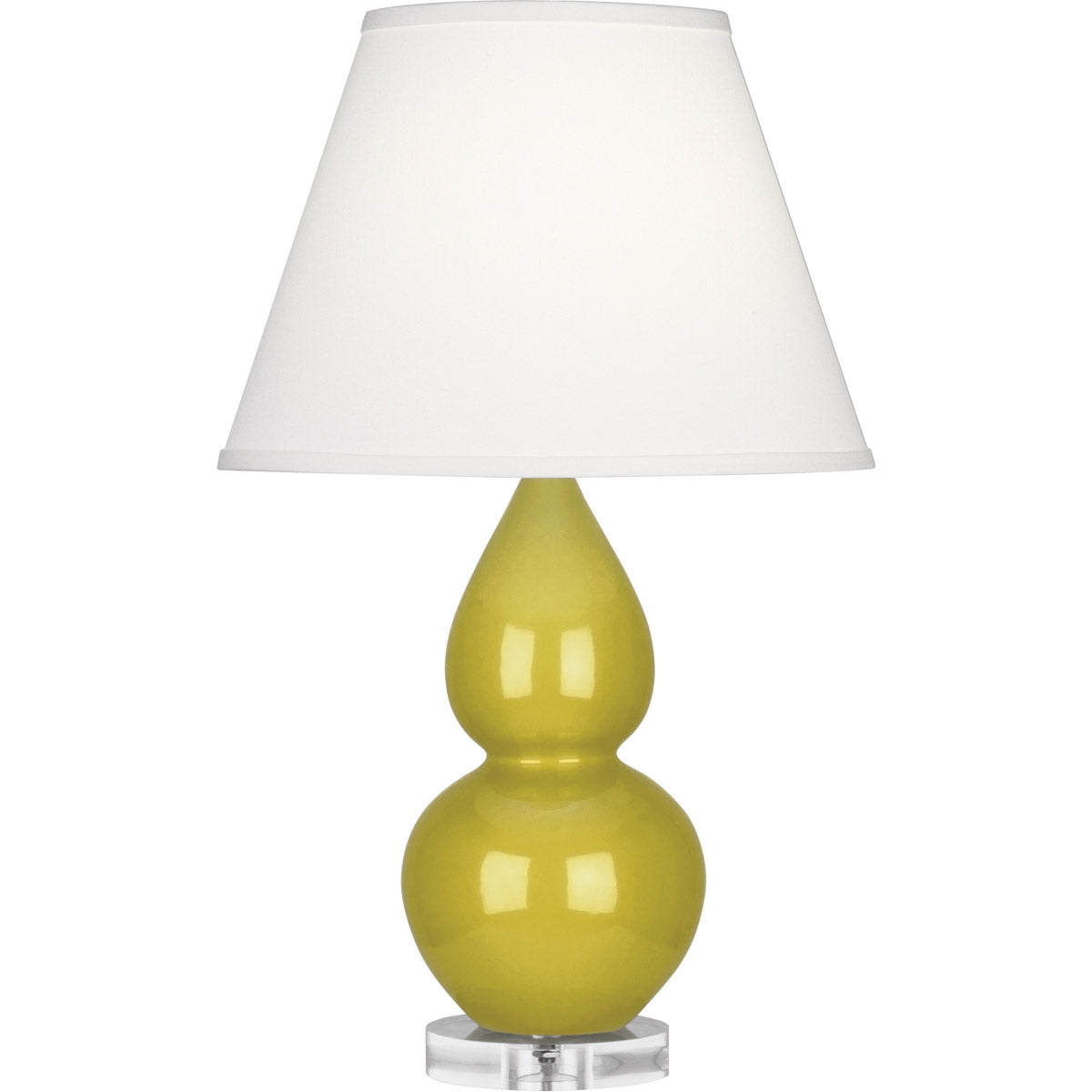 Robert Abbey  Citron Small Double Gourd Accent Lamp in Citron Glazed Ceramic with Lucite Base CI13X