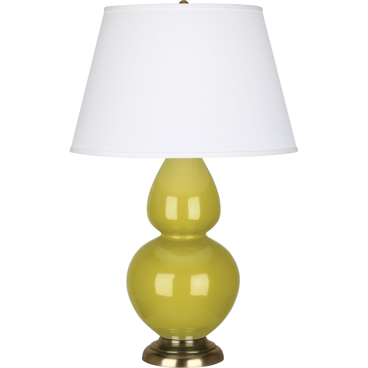 Robert Abbey  Citron Double Gourd Table Lamp in Citron Glazed Ceramic with Antique Brass Finished Accents CI20X