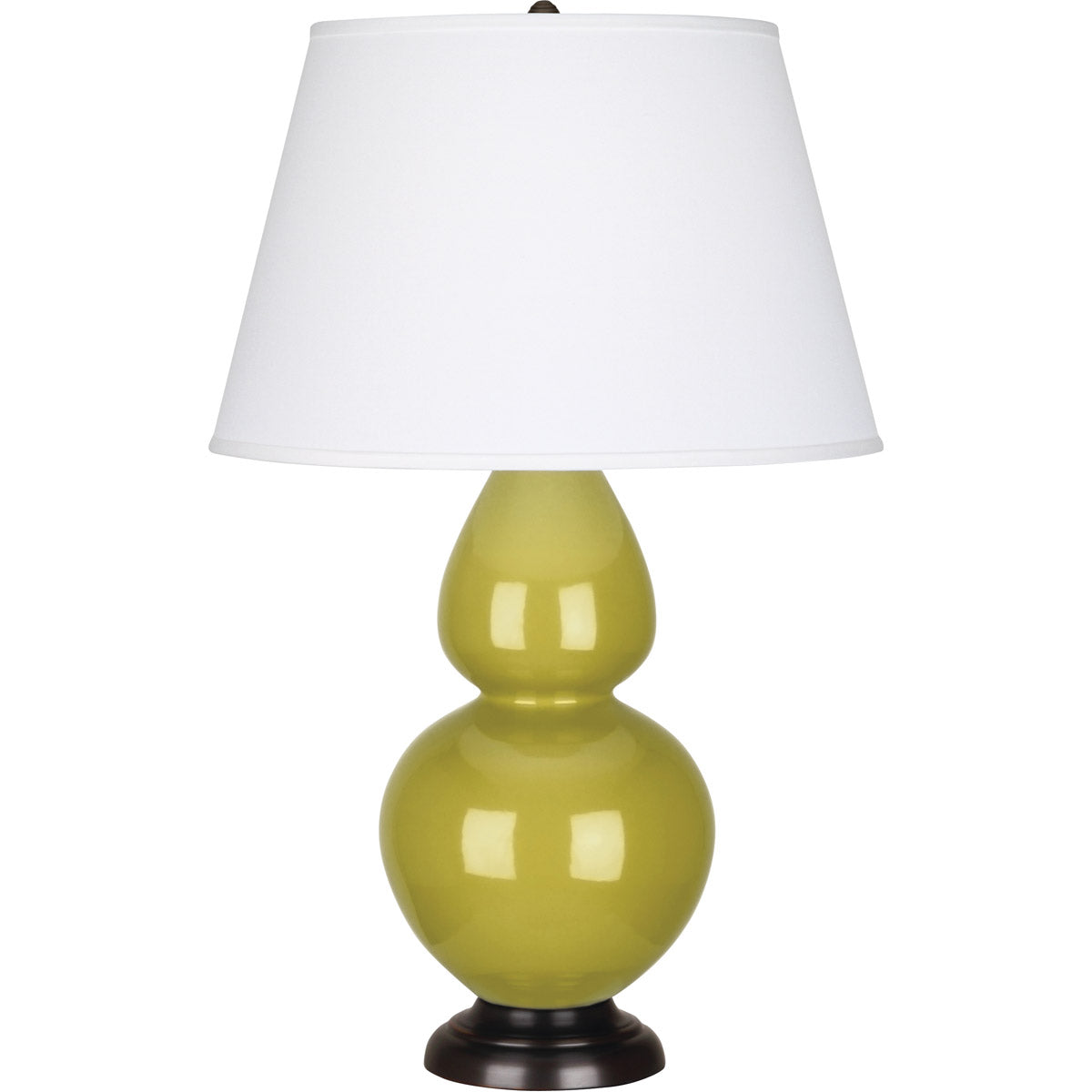 Robert Abbey  Citron Double Gourd Table Lamp in Citron Glazed Ceramic with Deep Patina Bronze Finished Accents CI21X