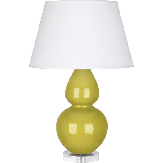 Robert Abbey  Citron Double Gourd Table Lamp in Citron Glazed Ceramic with Lucite Base CI23X