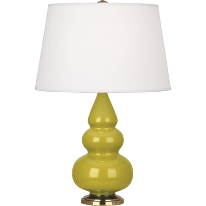 Robert Abbey  Citron Small Triple Gourd Accent Lamp in Citron Glazed Ceramic with Antique Brass Finished Accents CI30X