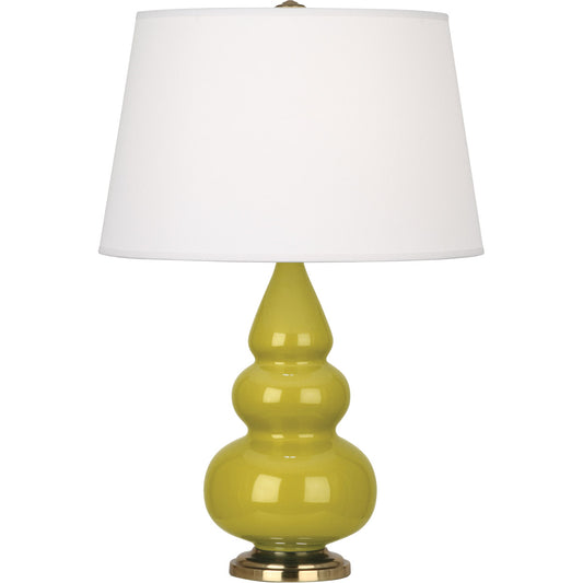 Robert Abbey  Citron Small Triple Gourd Accent Lamp in Citron Glazed Ceramic with Antique Brass Finished Accents CI30X