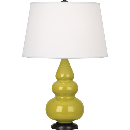 Robert Abbey  Citron Small Triple Gourd Accent Lamp in Citron Glazed Ceramic with Deep Patina Bronze Finished Accents CI31X