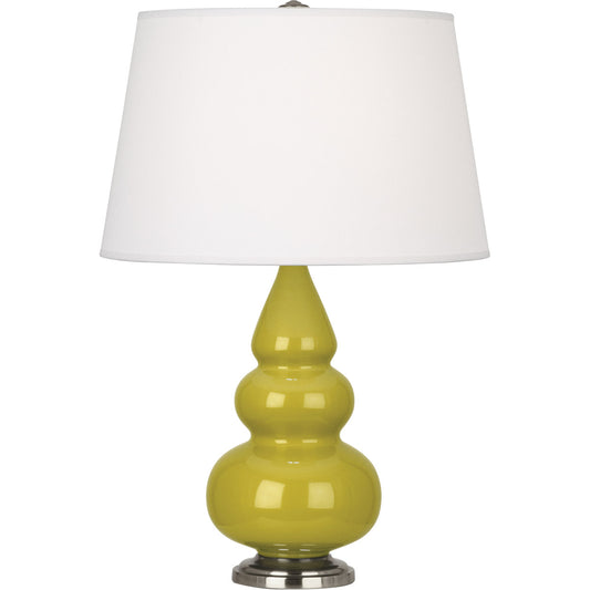 Robert Abbey  Citron Small Triple Gourd Accent Lamp in Citron Glazed Ceramic with Antique Silver Finished Accents CI32X