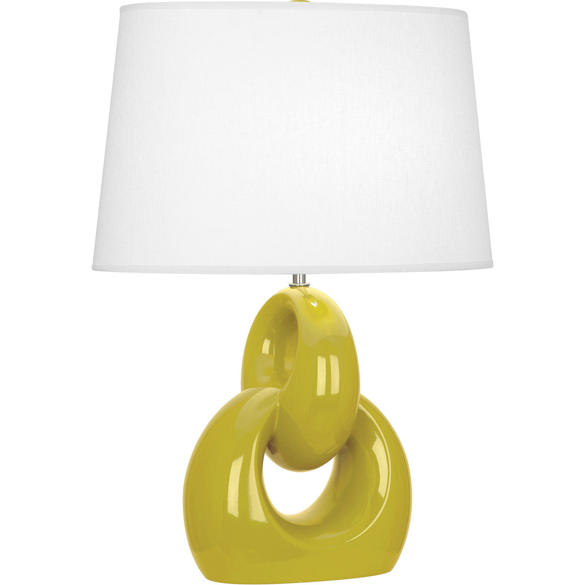 Robert Abbey  Citron Fusion Table Lamp in Citron Glazed Ceramic with Polished Nickel Accents CI981