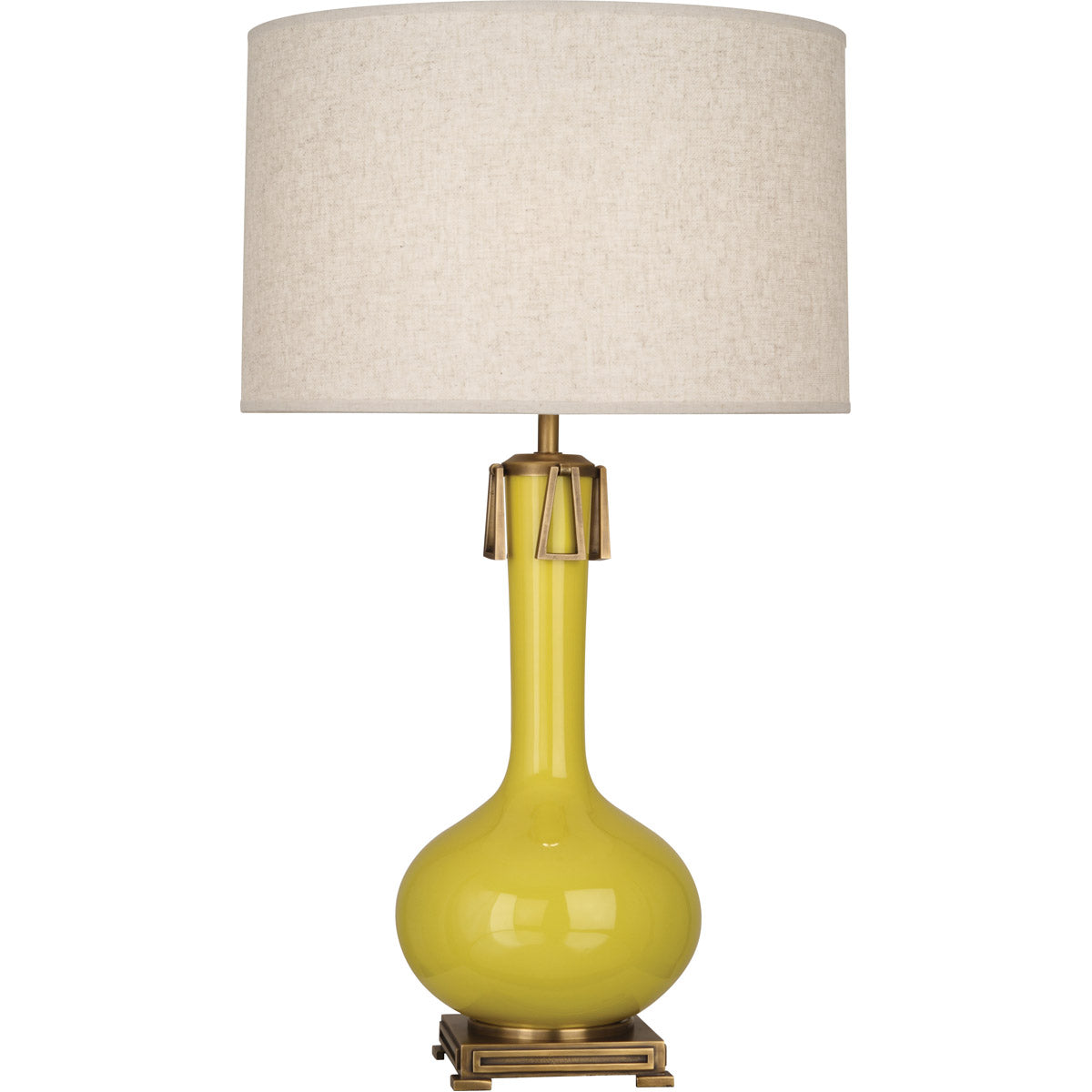 Robert Abbey  Citron Athena Table Lamp in Citron Glazed Ceramic with Aged Brass Accents CI992