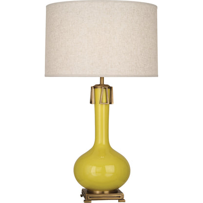 Robert Abbey  Citron Athena Table Lamp in Citron Glazed Ceramic with Aged Brass Accents CI992