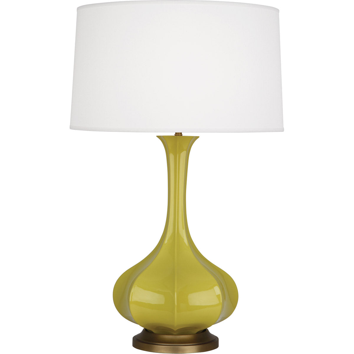 Robert Abbey  Citron Pike Table Lamp in Citron Glazed Ceramic with Aged Brass Accents CI994