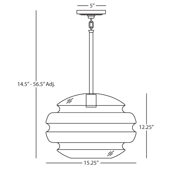 Robert Abbey  Horizon Pendant in Modern Brass Finish with Clear Glass CL65