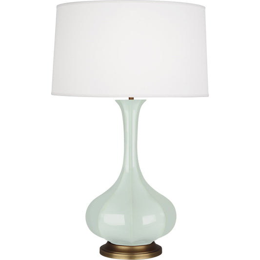 Robert Abbey  Celadon Pike Table Lamp in Celadon Glazed Ceramic with Aged Brass Accents CL994