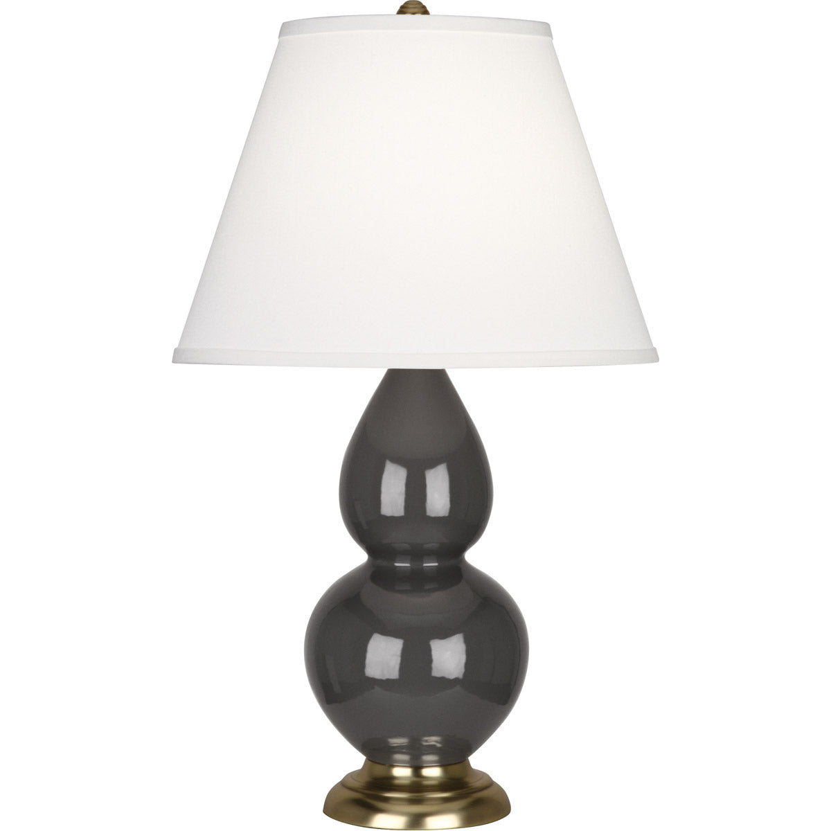 Robert Abbey  Ash Small Double Gourd Accent Lamp in Ash Glazed Ceramic with Antique Brass Finished Accents CR10X