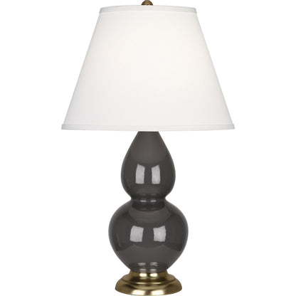 Robert Abbey  Ash Small Double Gourd Accent Lamp in Ash Glazed Ceramic with Antique Brass Finished Accents CR10X