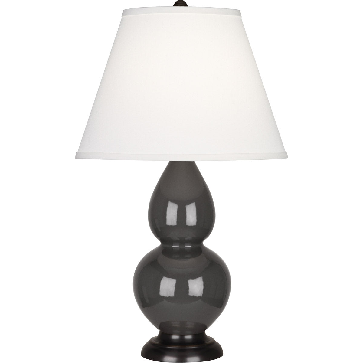 Robert Abbey  Ash Small Double Gourd Accent Lamp in Ash Glazed Ceramic with Deep Patina Brinze Finished Accents CR11X