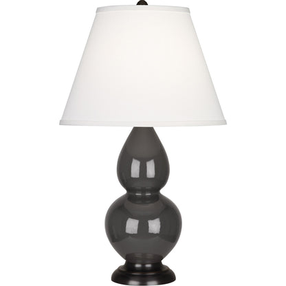 Robert Abbey  Ash Small Double Gourd Accent Lamp in Ash Glazed Ceramic with Deep Patina Brinze Finished Accents CR11X