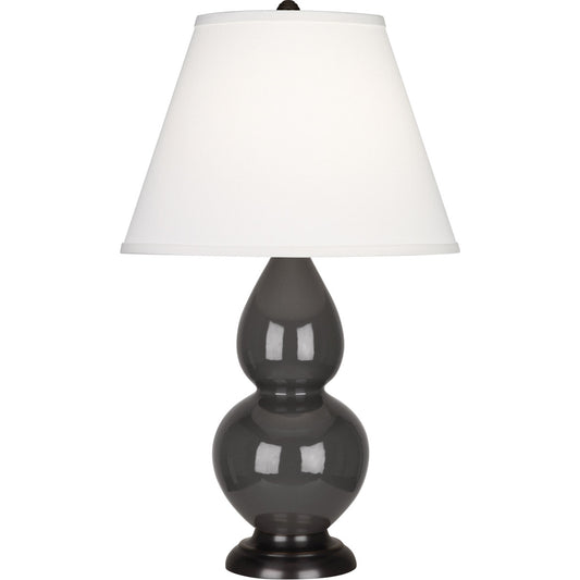 Robert Abbey  Ash Small Double Gourd Accent Lamp in Ash Glazed Ceramic with Deep Patina Brinze Finished Accents CR11X